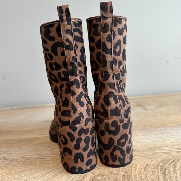 Stuart Weitzman Women's Leopard Print Lace Up Combat Heeled Boot 5 - Picture 4 of 13